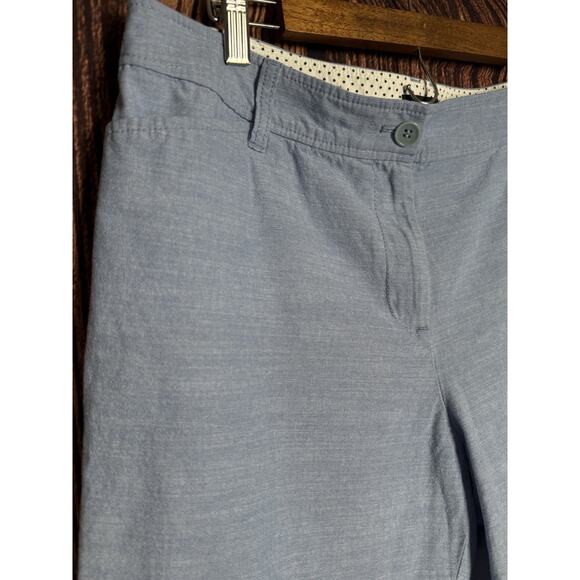 Talbots Perfect Crop Pant chambray Blue Curvy Fit Stretch Button Hem Size 10 - Picture 5 of 11